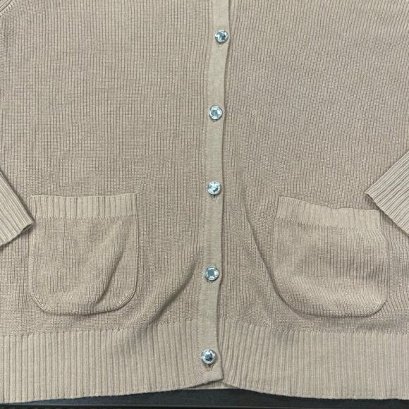 Isaac Mizrahi Live! Tan Button Down Cardigan Women’s Large - Picture 2 of 7